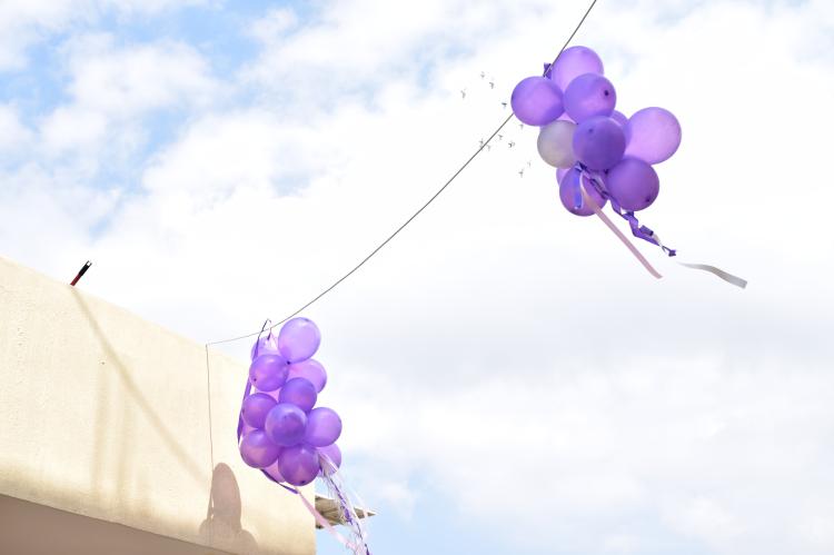 Purple Balloons in the Sky