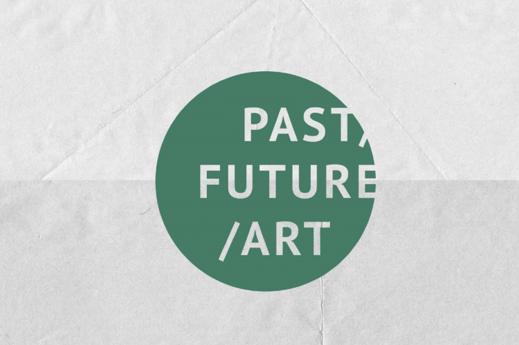 Green logo of the Past / Future / Art project in English