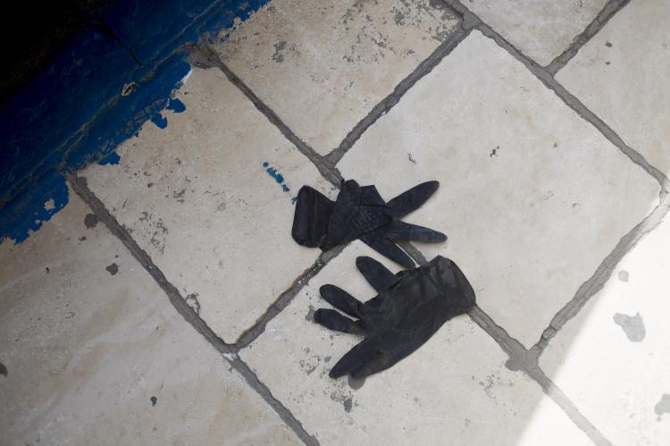 gloves on the floor