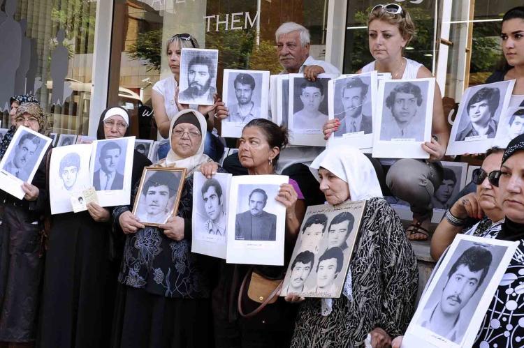Wadad Halawani with a group of the families of disappeared in a protest