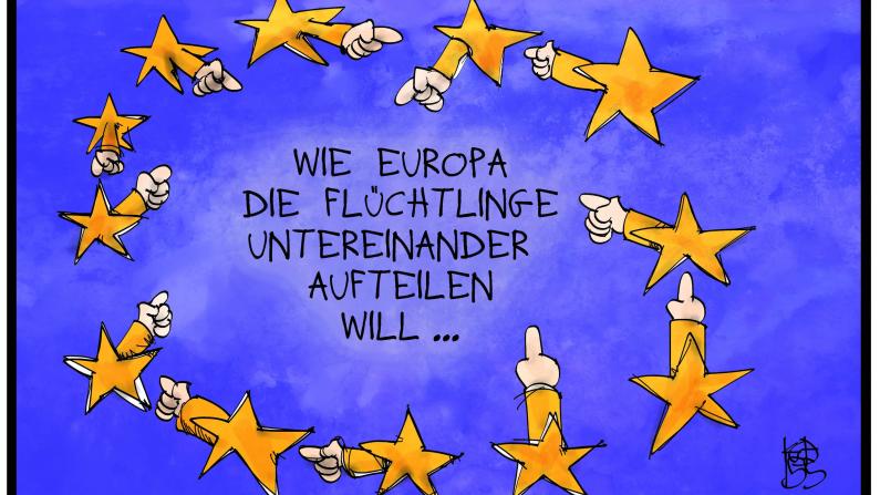 Karikatur Europa Flüchtlinge
