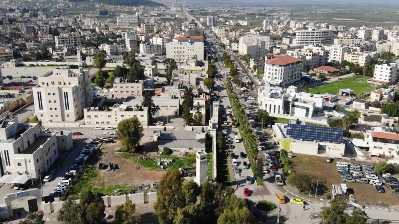Aerial view of the city of Jenin, north of the West Bank