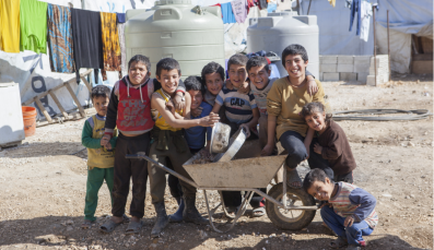 A group of refugee kids in Lebanon