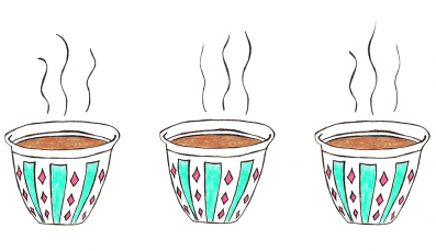 three cups with coffee